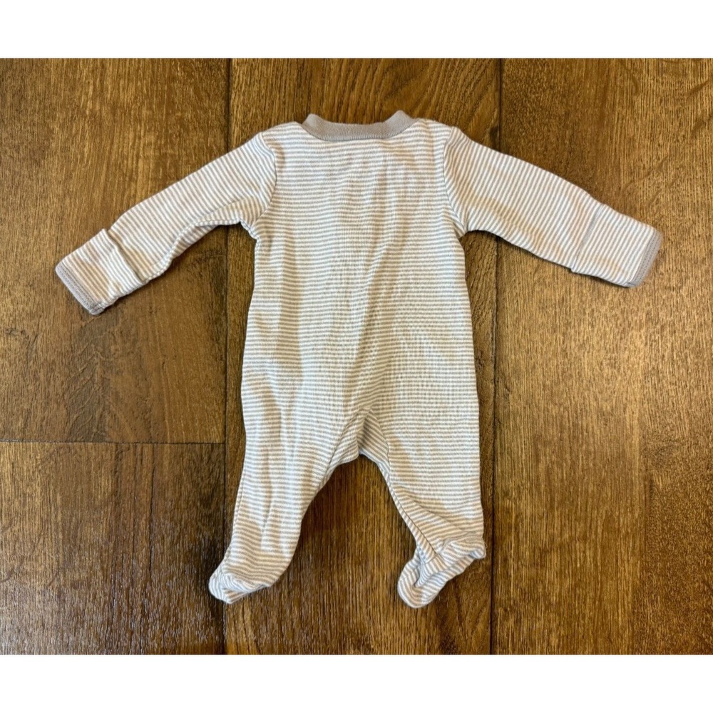 Carters Preemie Baby Boy Sleeper Striped Zipper Gray Outfit Romper Cotton Zips - Picture 3 of 6